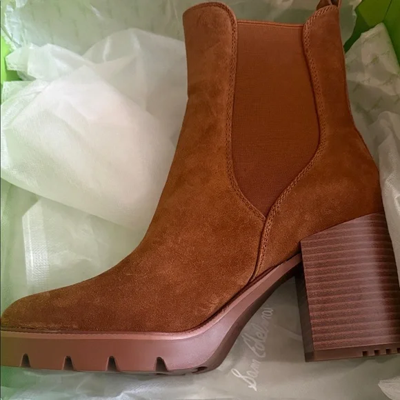 NIB Sam Edelman Rollins Brown Suede Ankle Boots sz 9.5 - Picture 4 of 11